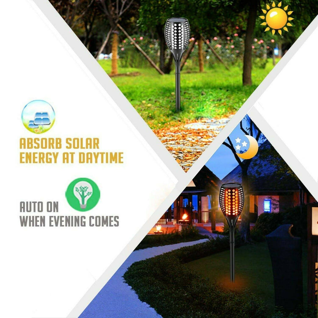 Solar Torch Lights Waterproof Flickering Flame Torches X490