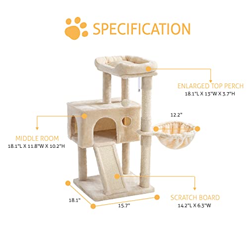 36 Inches Smoky Grey Cat Tree with Hammock C56001