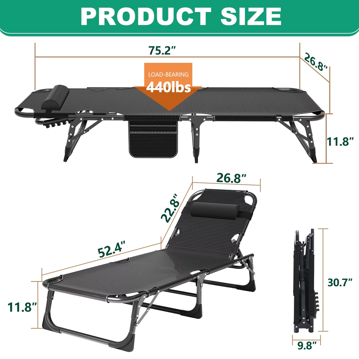 Folding Camping Cot with Mattress and Pillow M73050