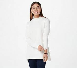 Pima Mock-Neck Trapeze Hem Top Y61244