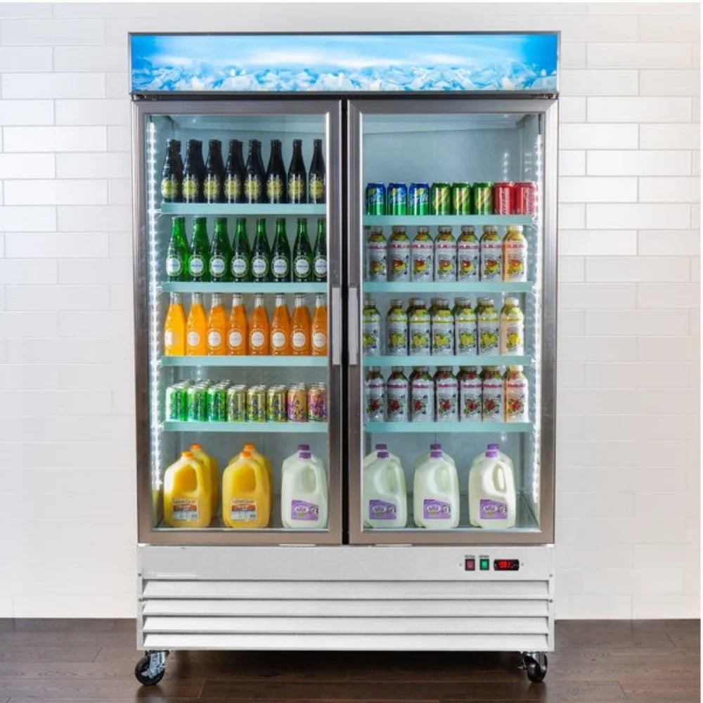 Heavy Duty 45 cu. ft. Commercial Refrigerator Merchandiser 2 Glass Door Stainless Steel G979202