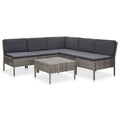 6 Piece Outdoor Conversation Set Gray Poly Rattan Patio Sectional with Coffee Table H605