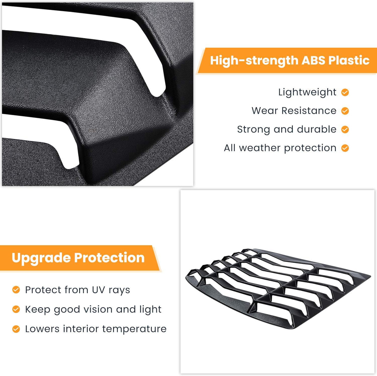 Matte Black Rear Side Window Louvers Sun Shade Cover for Camaro 2010 2011 2012 2013 2014 2015 L5488