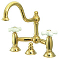 Polished Brass Lavatory Bridge Faucet with Brass Pop-Up V60261