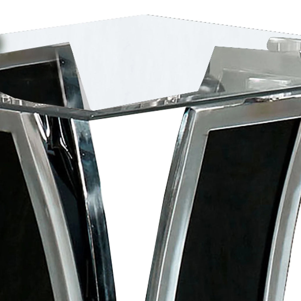 Black and Silver Glass Top End Table Q224