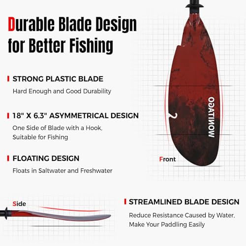 Carbon Fiber Shaft Plastic Blade Adjustable Kayak Paddles L649497