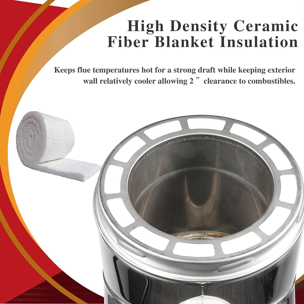 6" Diameter 304 Stainless Steel All Fuel Class-A Double Wall Insulated Chimney Pipe V151612