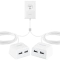 Twin USB Tabletop Charger, 4 USB-A Ports, 8ft Split Cord, White X235874