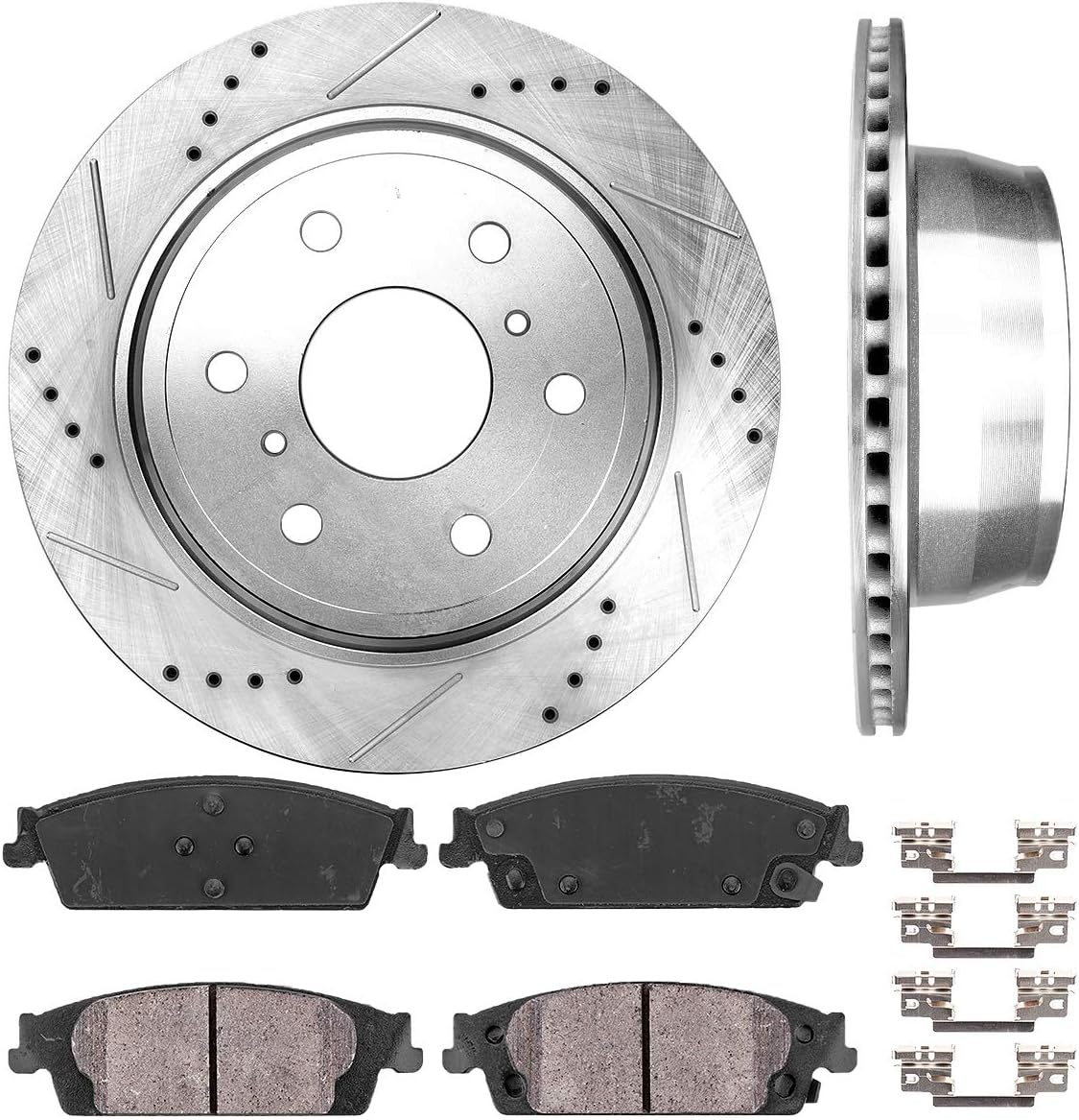 Premium D/S 6 Lug Brake Rotors + Ceramic Brake Pads + Hardware T602425