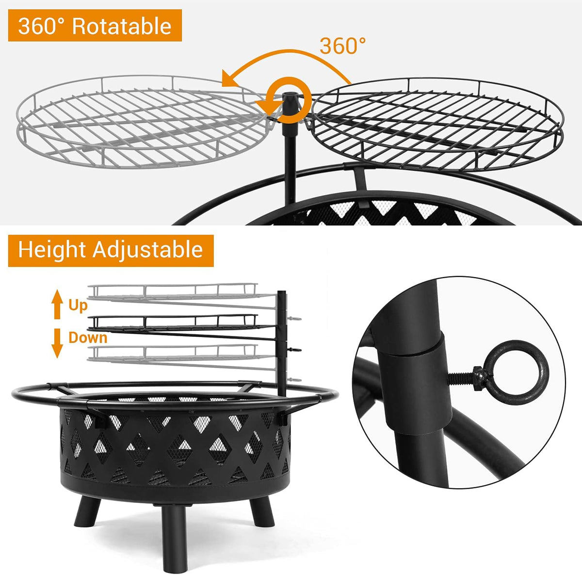 30 Inch Wood Burning Fire Pit with Cooking Grate P40315