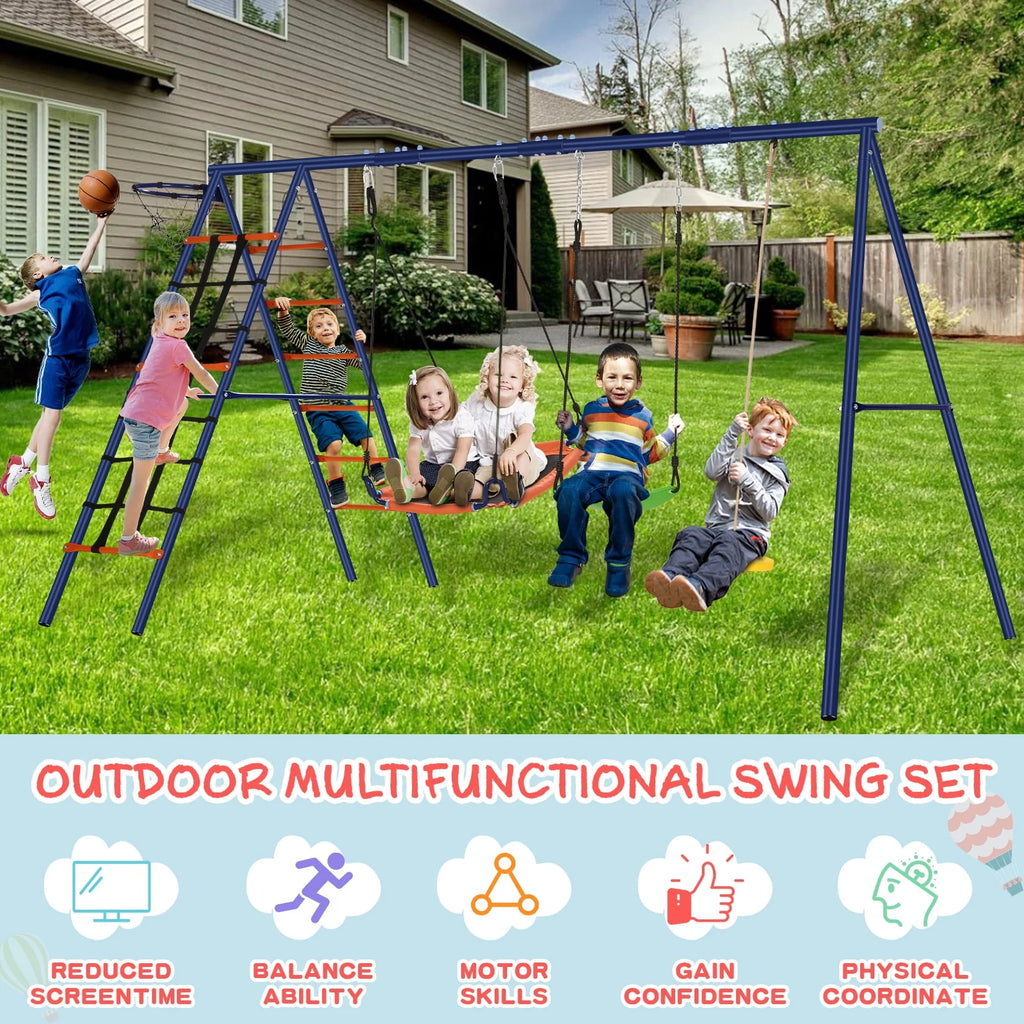 6-in-1 Heavy Duty A-Frame Outdoor Swing Set A8942