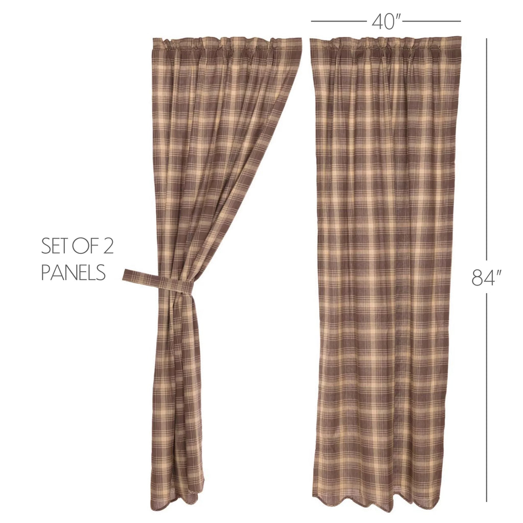 Brown Scalloped Curtain Panel Pair U789