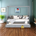 Twin Size Four-Poster Wood Canopy Bed with Trundle U883510