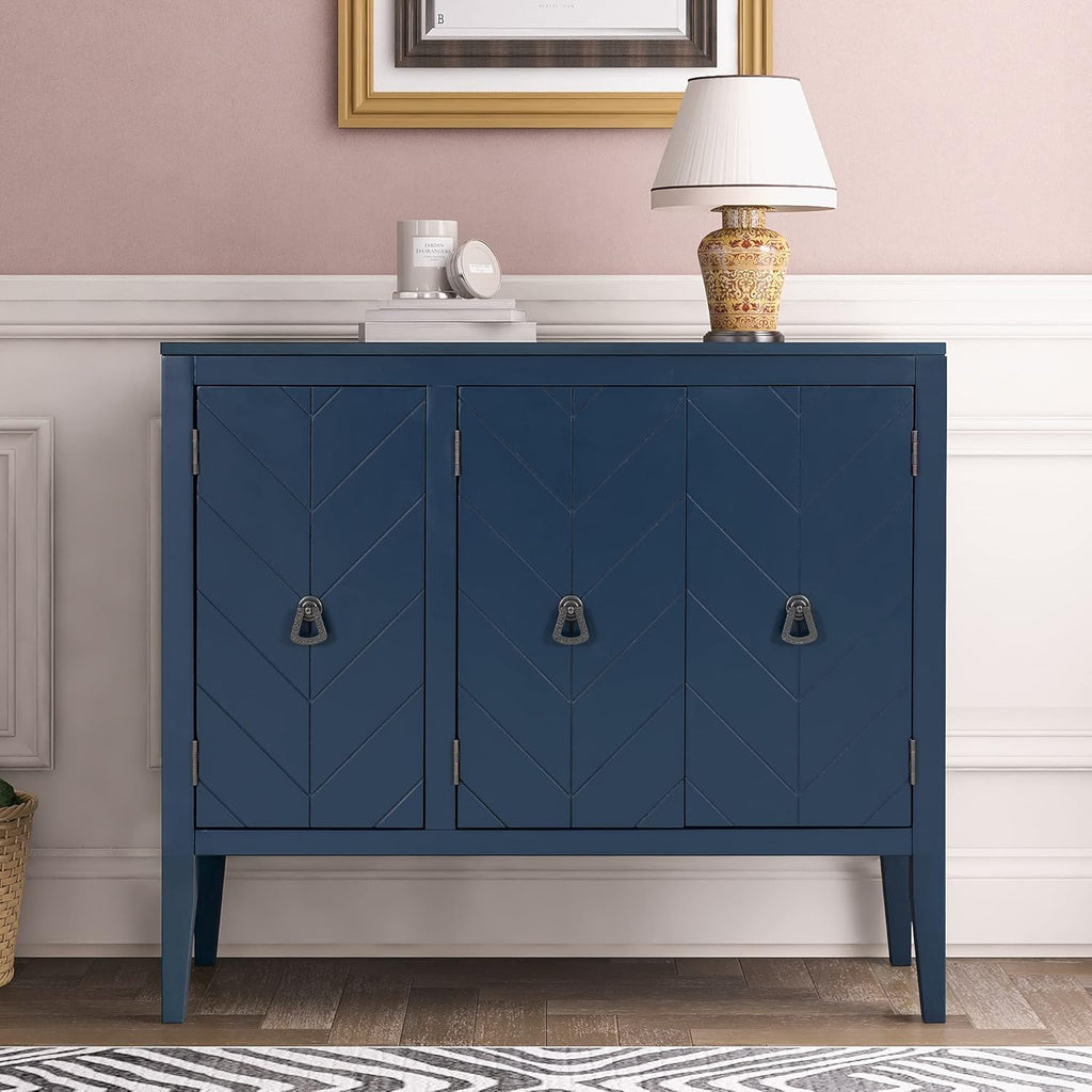 Antique Gray Wooden Accent Storage Cabinet with Adjustable Shelf V725