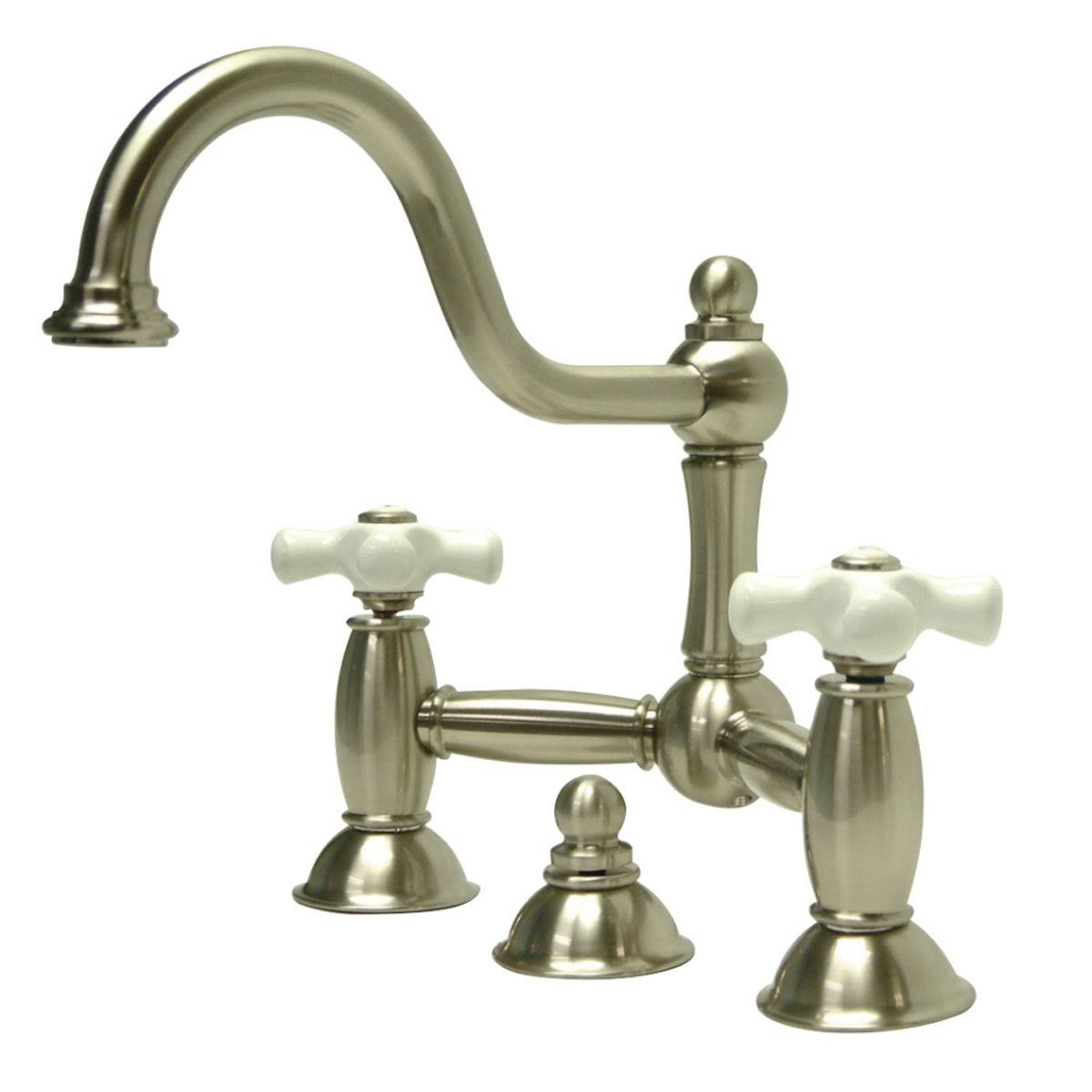 Polished Brass Lavatory Bridge Faucet with Brass Pop-Up V60261