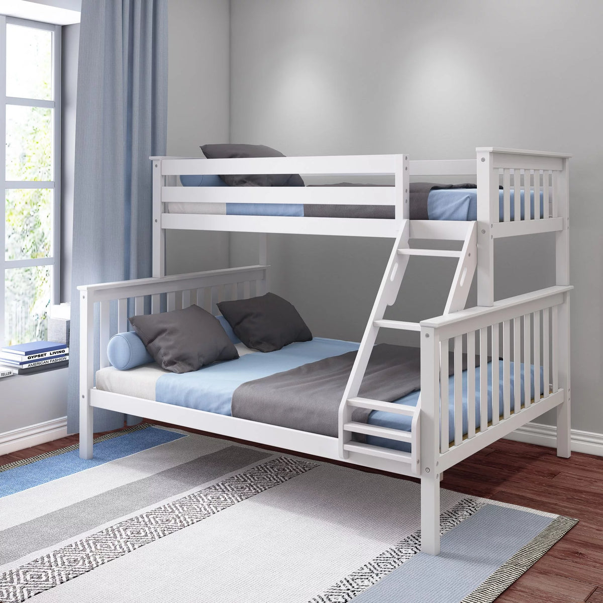 Solid Wood Twin XL over Queen Bunk Bed O931