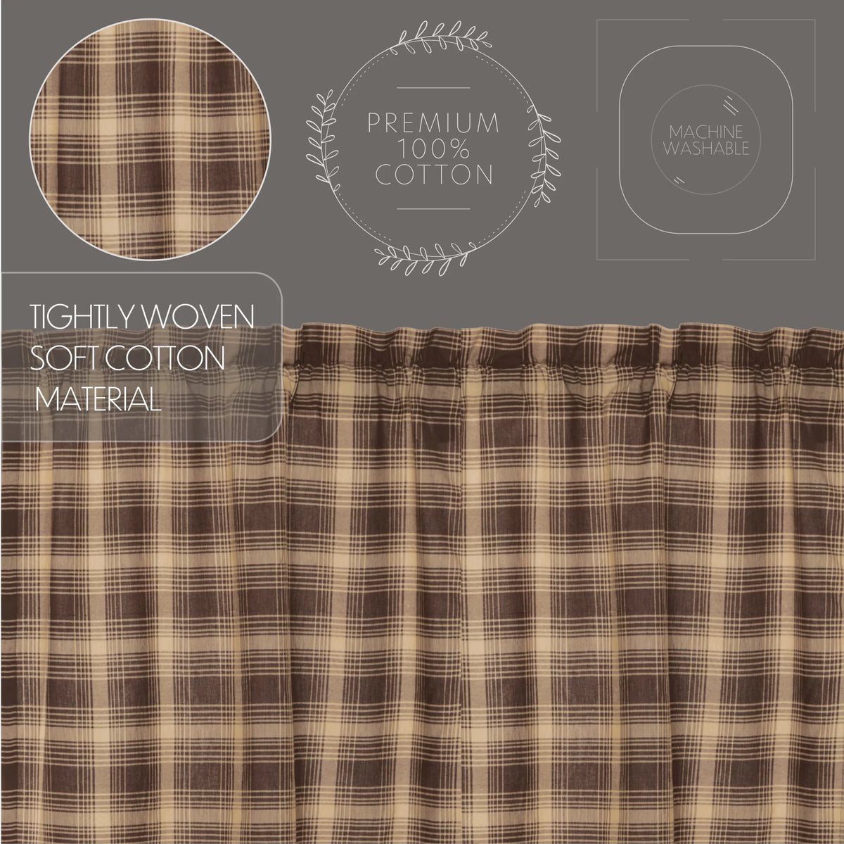 Brown Scalloped Curtain Panel Pair U789