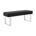 48 Inch Black Leatherette Bench with Metal Frame I30557