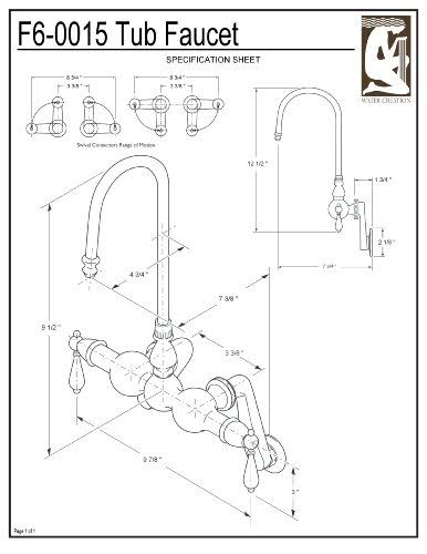 Chrome Adjustable Spread Wall Mount Tub Faucet with Gooseneck Spout V257