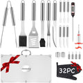 32 PCS BBQ Grill Tool Set with Thermometer in Heavy Duty Aluminum Case N872