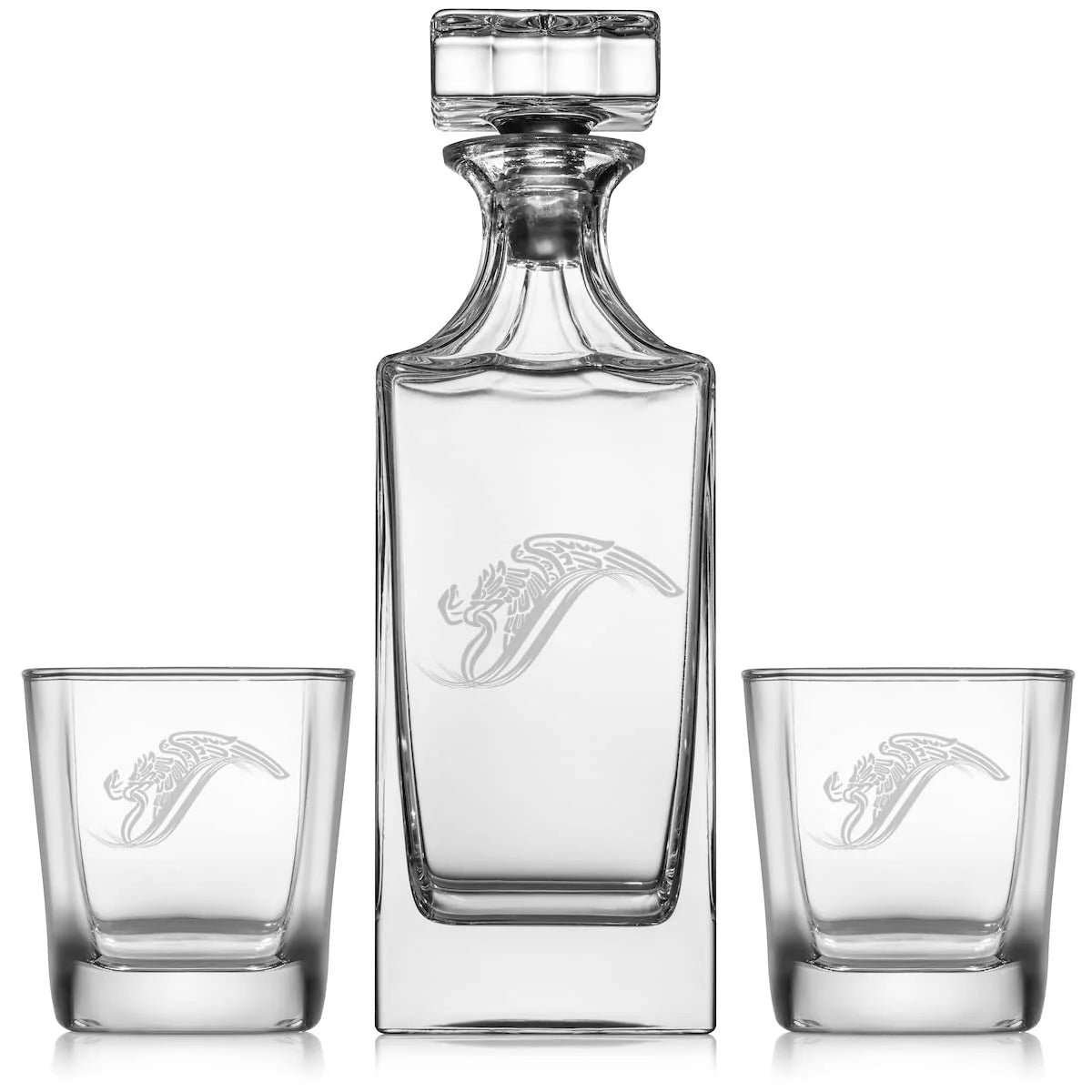 Whiskey Decanter Gift Set With 2 Old Fashioned Rocks Glasses R140