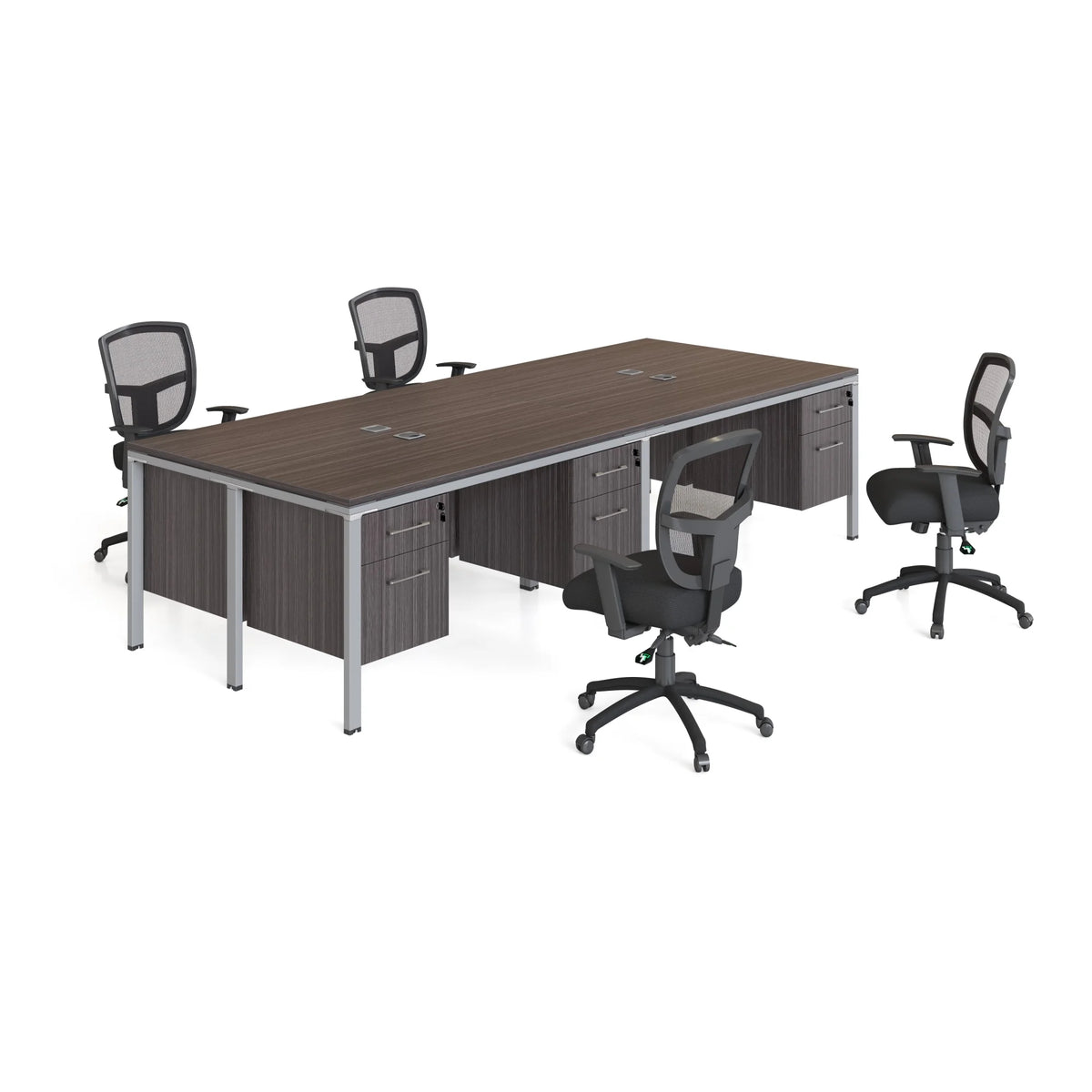 Quad Workstation Desks with 4 Pedestals E34599