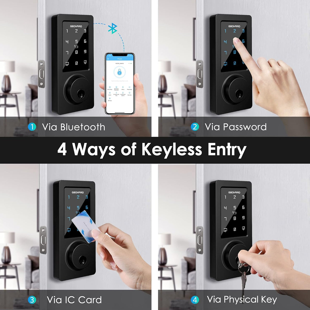 Smart Deadbolt Lock with Bluetooth App and Keypad I58150