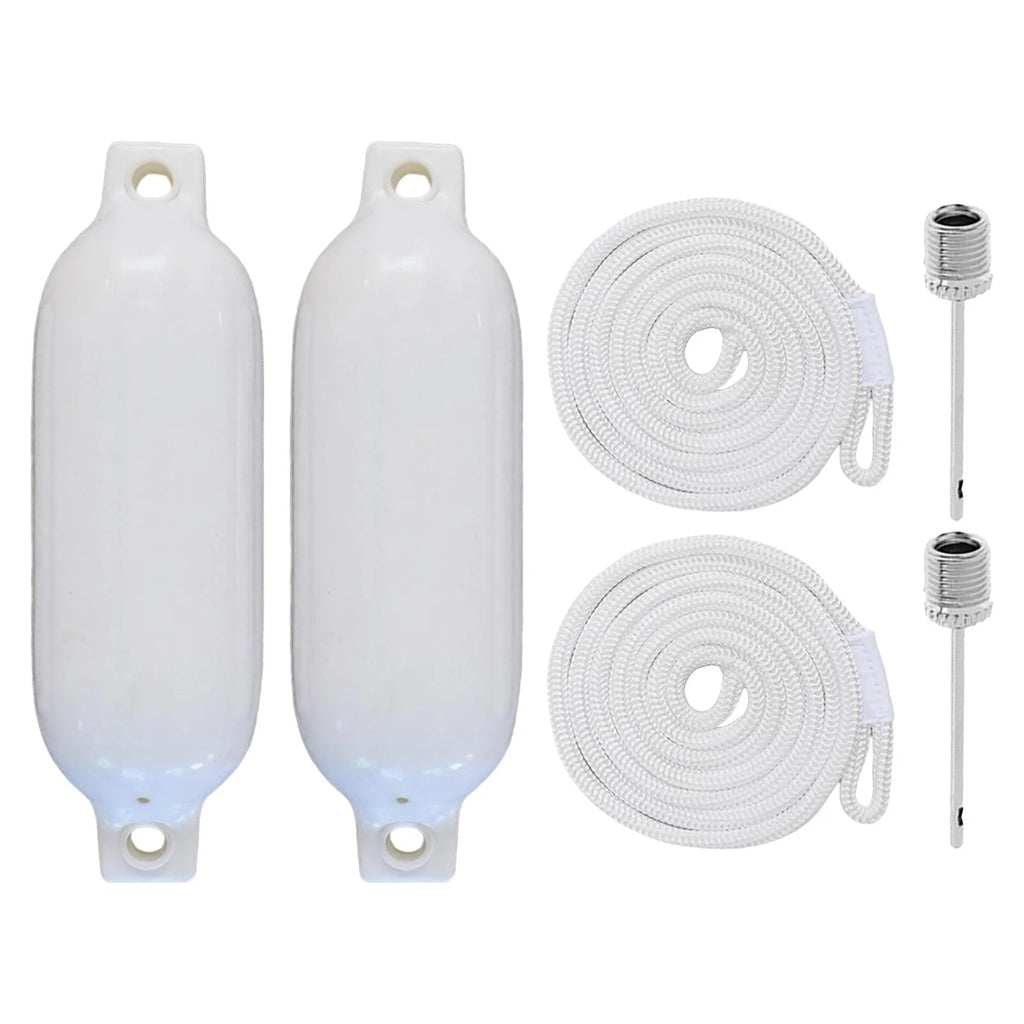 2 Pieces Inflatable PVC Dock Protection Buoy with 2m White Rope C166