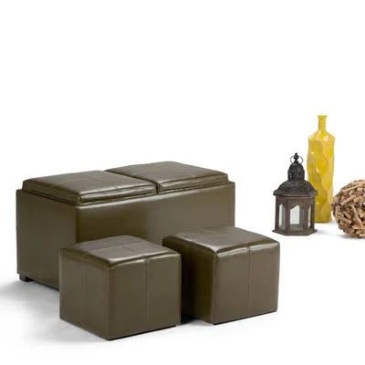 5 Piece Rectangular Storage Ottoman Set V685