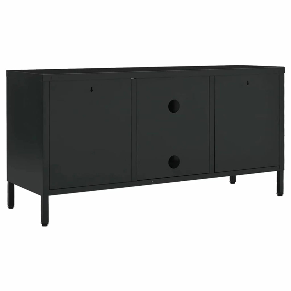 Black Steel TV Stand with Glass Doors S4990