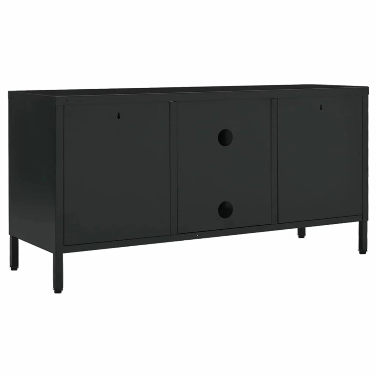 Black Steel TV Stand with Glass Doors S4990