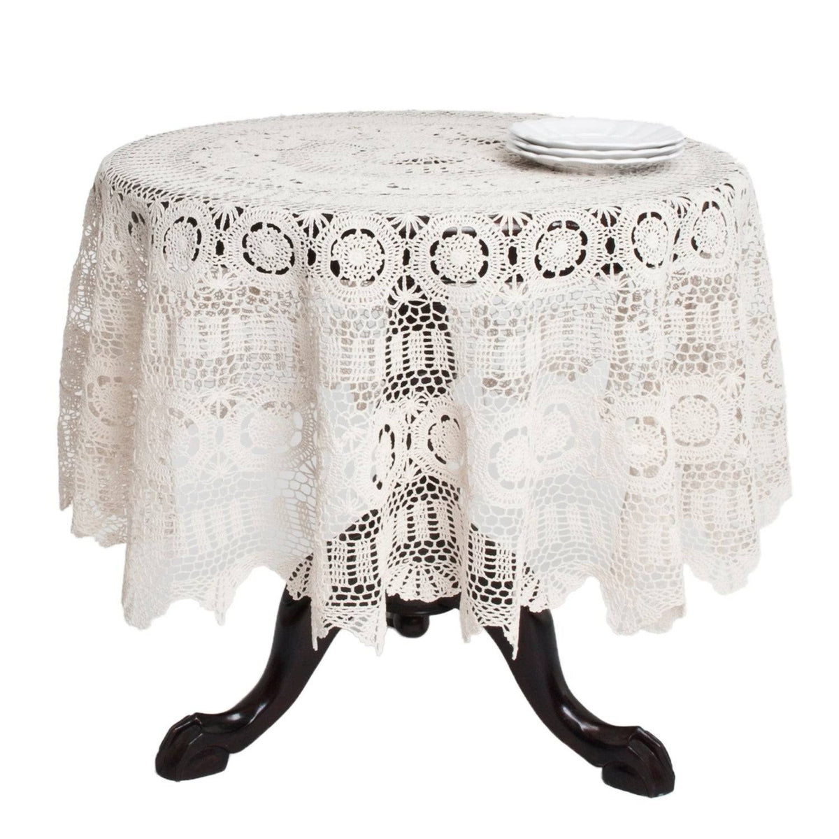 Handmade Crochet Lace Table Linens Grey E649441