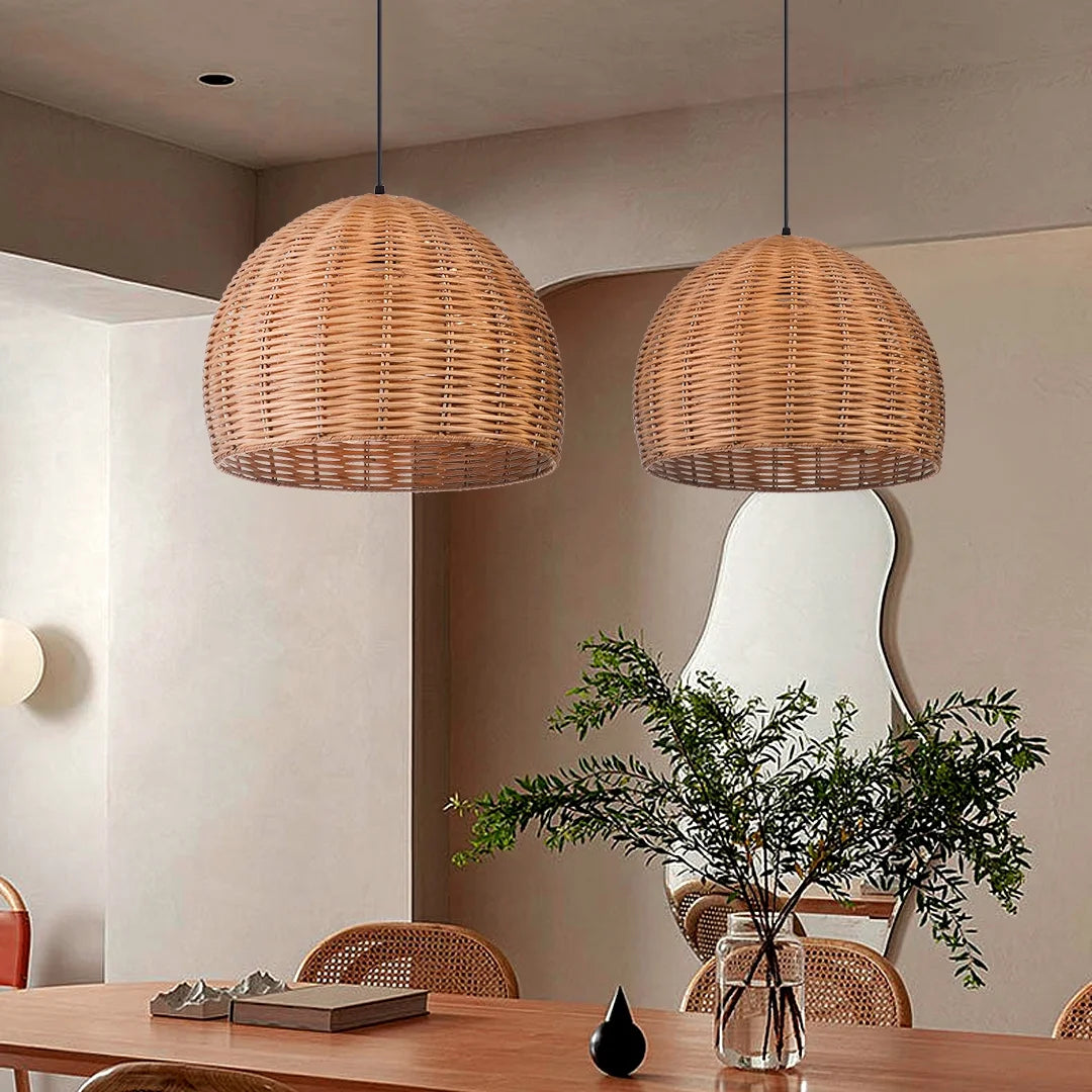 Boho Round Bamboo Pendant Light R412