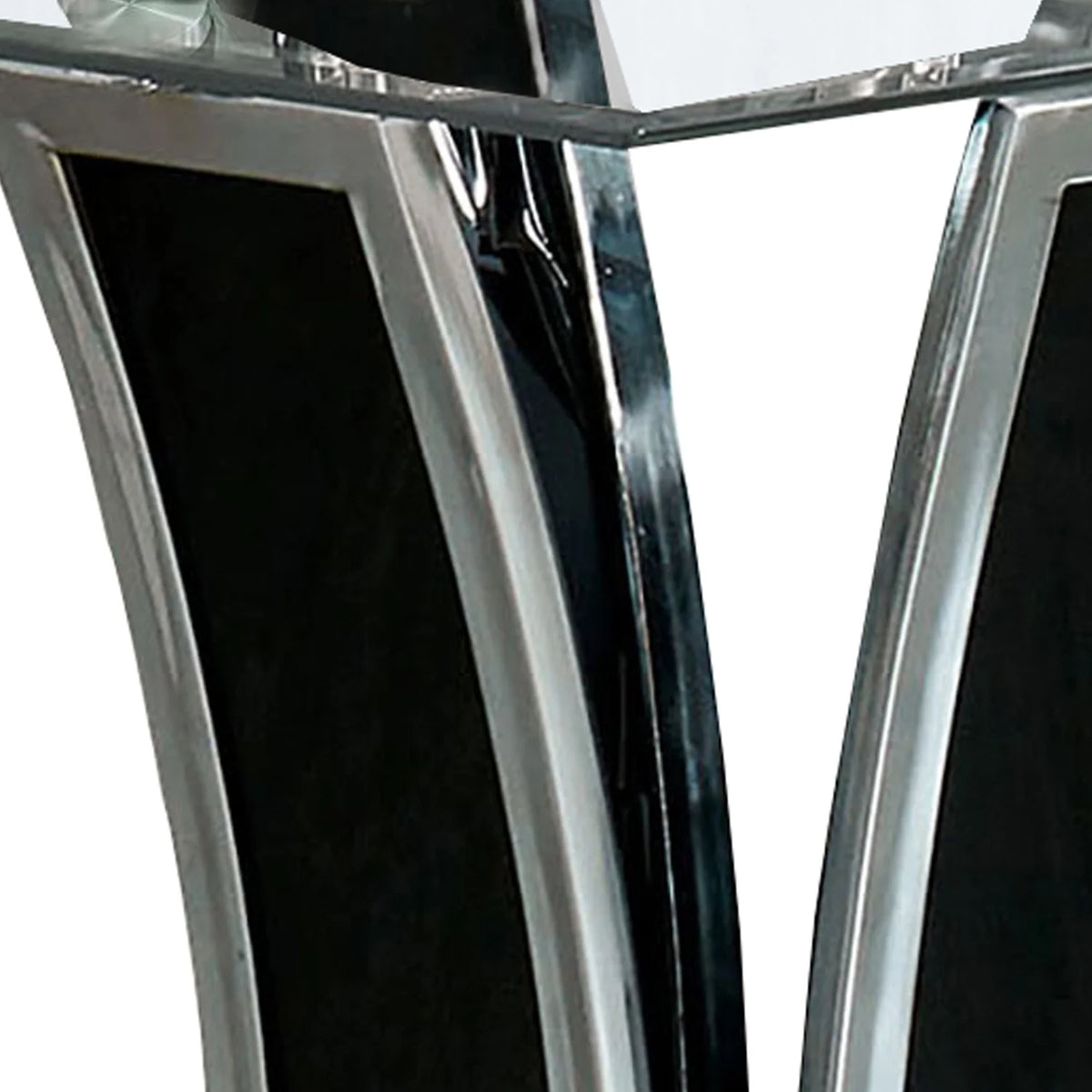 Black and Silver Glass Top End Table Q224
