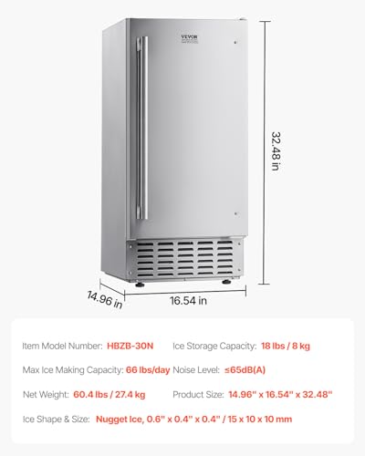 Under Counter Stainless Steel Ice Maker with Reversible Door O150438