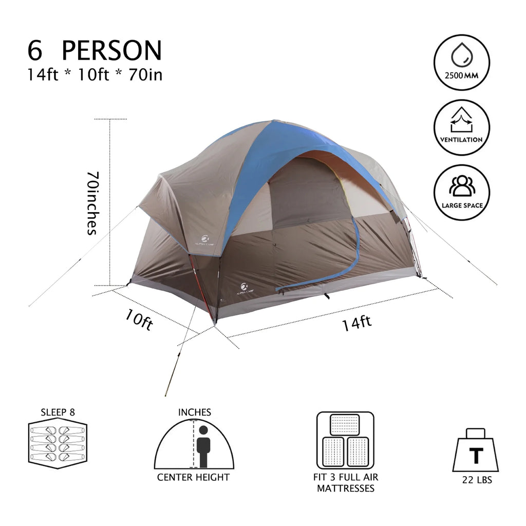 6 Person Dome Tent with Carry Bag T4172