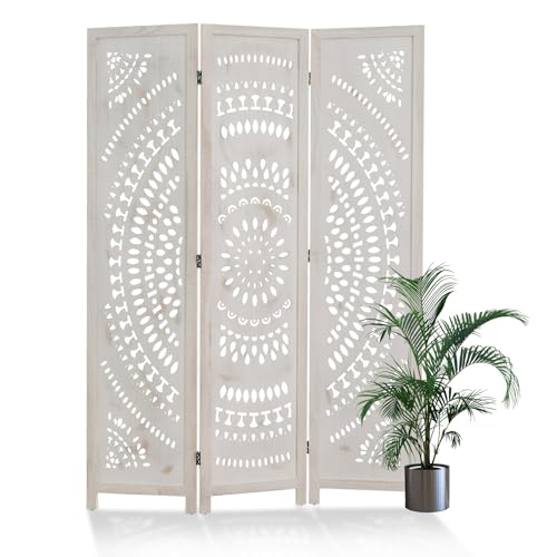 Wood Carved Folding Room Divider Screen 6 Panels F9122