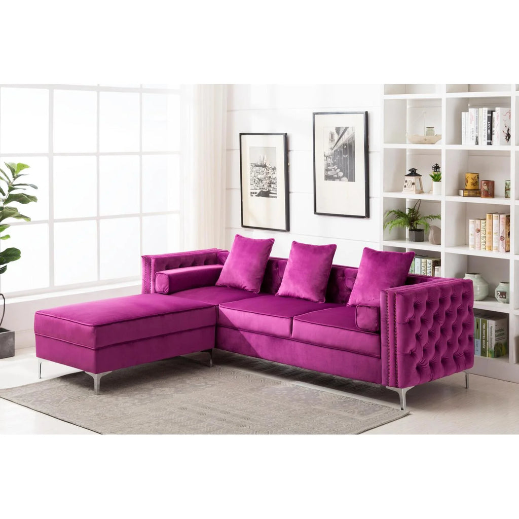 Green Velvet Convertible Sleeper Sectional Sofa Z704472
