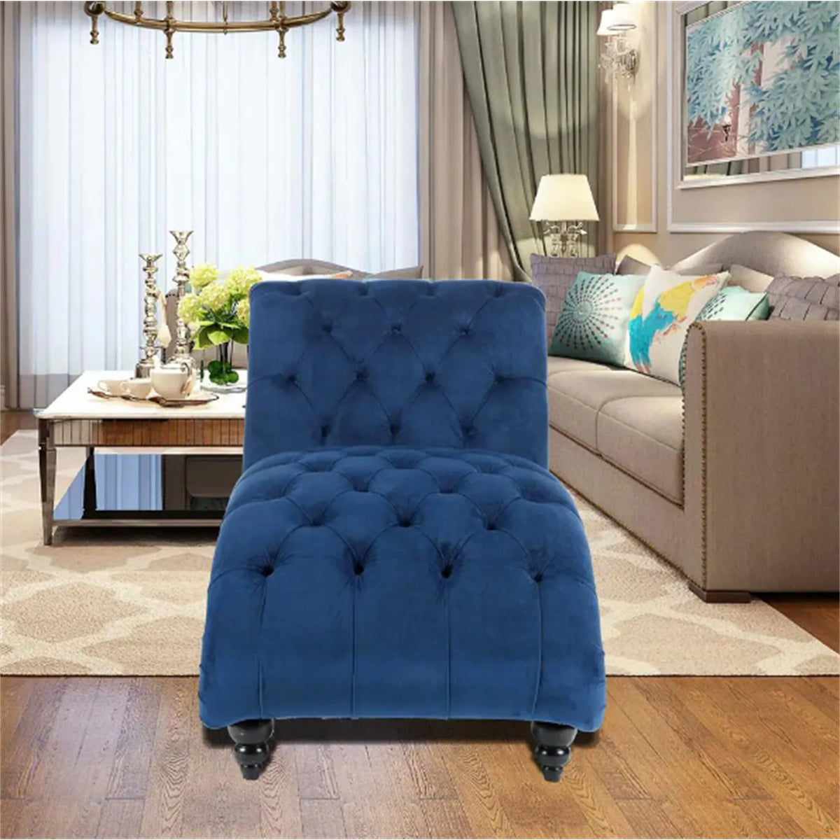 Blue Velvet Chaise Lounge J1123
