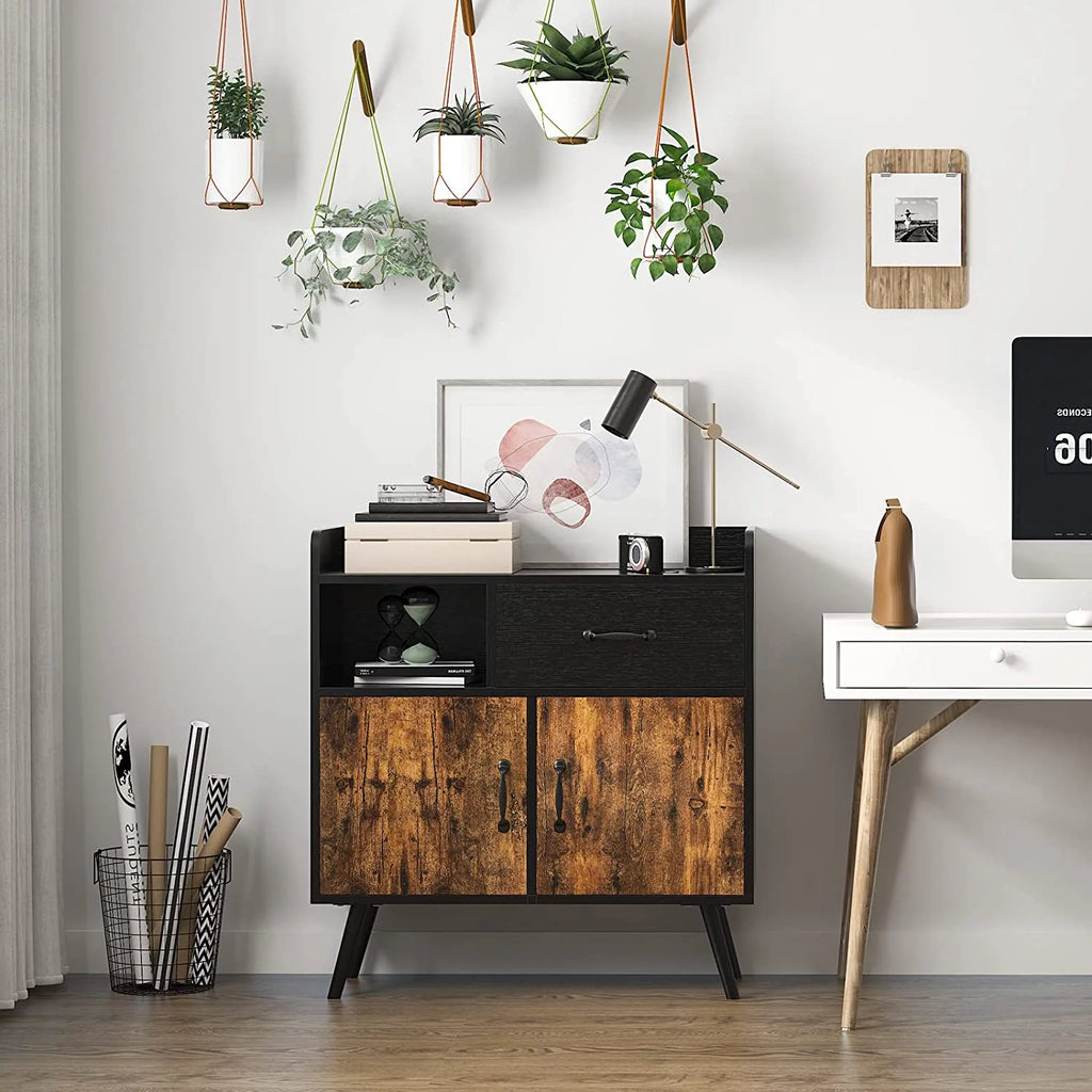 Cabinet with 1 Drawer 2 Doors 1 Open Shelves Free Standing Cupboard with 4 Legs O657477