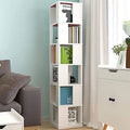 6 Tier White Wooden Corner Rotating Bookcase Shelving Unit R331