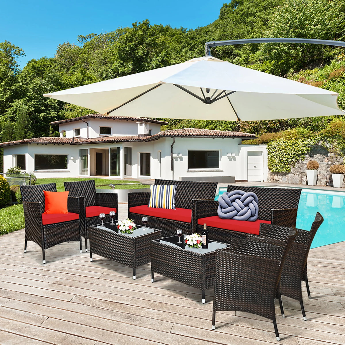 8 Pcs Cushioned Patio Furniture Set S8470