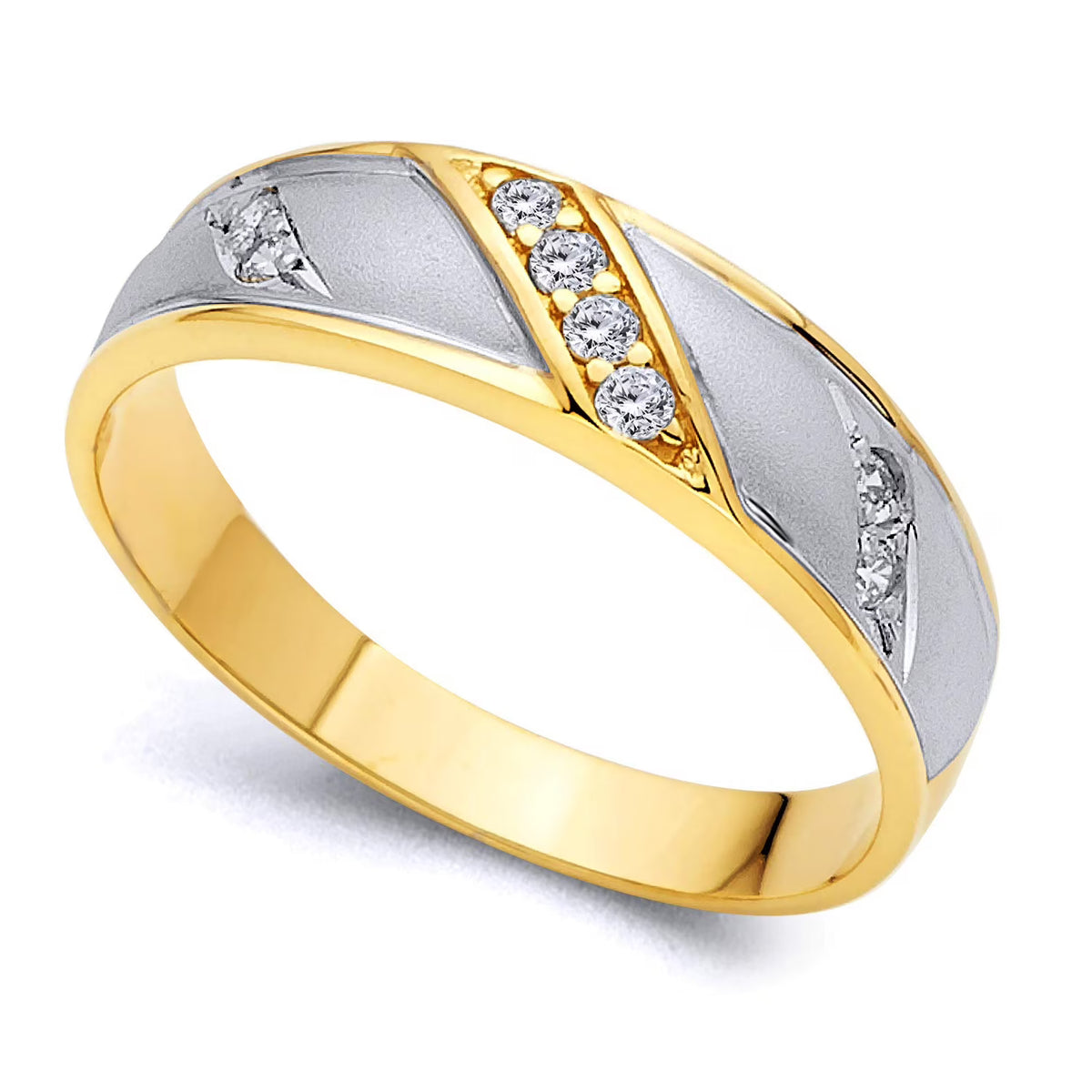 14K Two-Toned Gold Cubic Zirconia Men's Wedding Band F5089