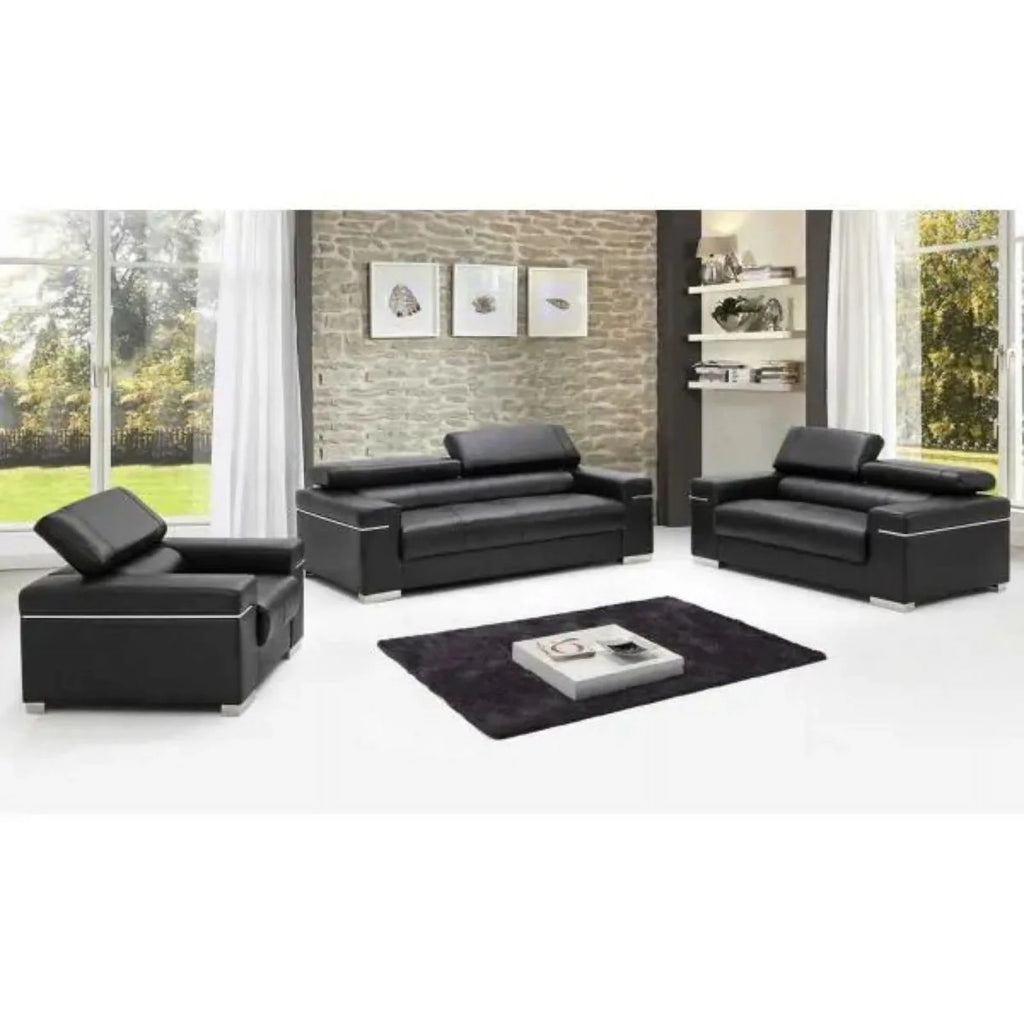 Black 2-Piece Leather Sofa Set L10292