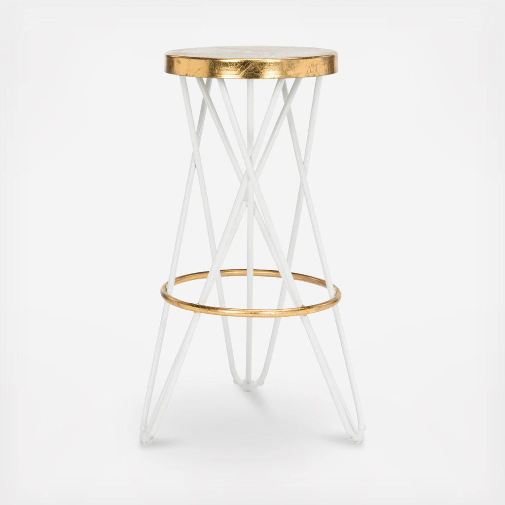 White Gold Leaf Bar Stool Y302
