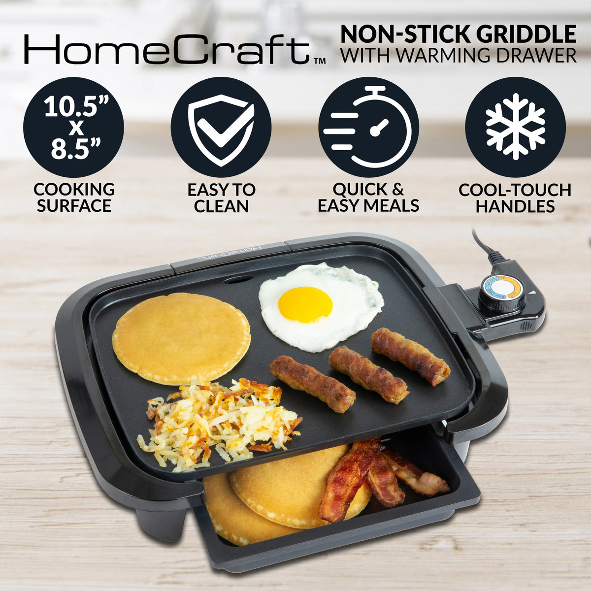 Non-Stick Griddle With Warming Drawer Q43444