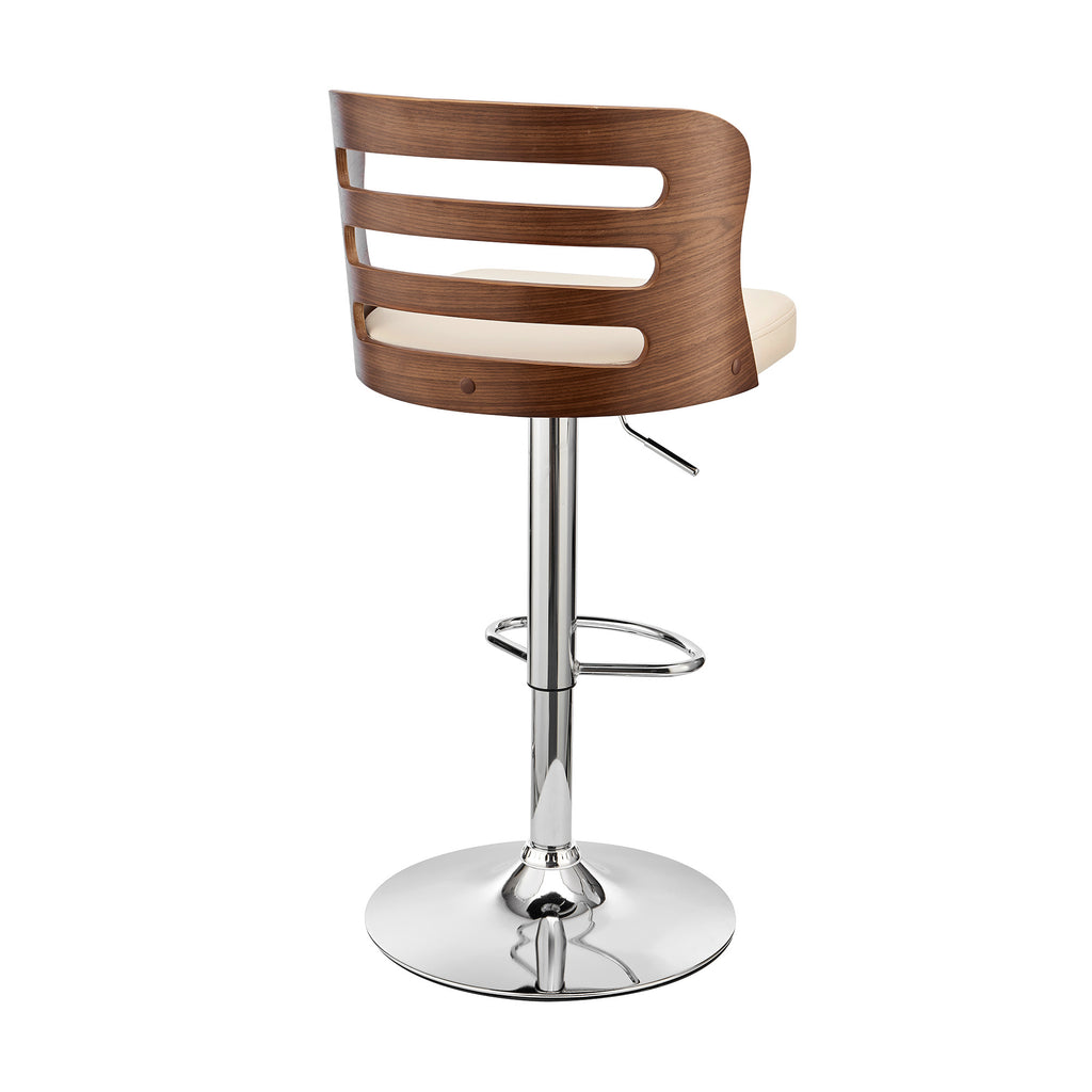 Cream Upholstered Chrome Base Adjustable Swivel Bar Stool X241027