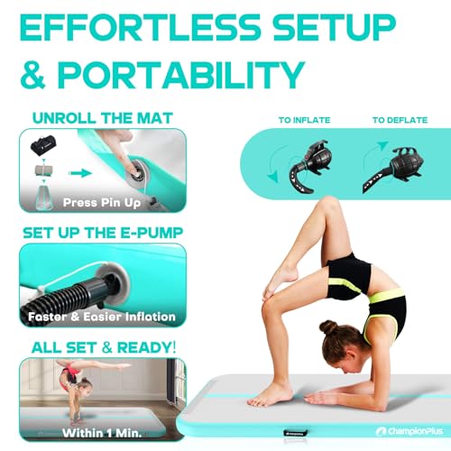 Inflatable Air Tumbling Mat 4/8 inches Thickness 10ft with Electric Air Pump Y5905