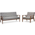 2 Piece Tufted Sofa Set in Gray G3693