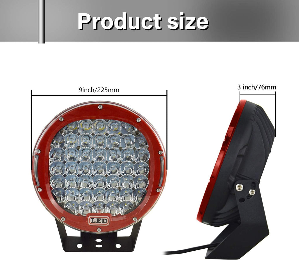 2PCS 96W Round Red LED Spot Driving Work Light 9 Inch B949